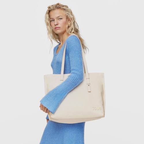 Large beige leather Shopping bag TOUS Candy