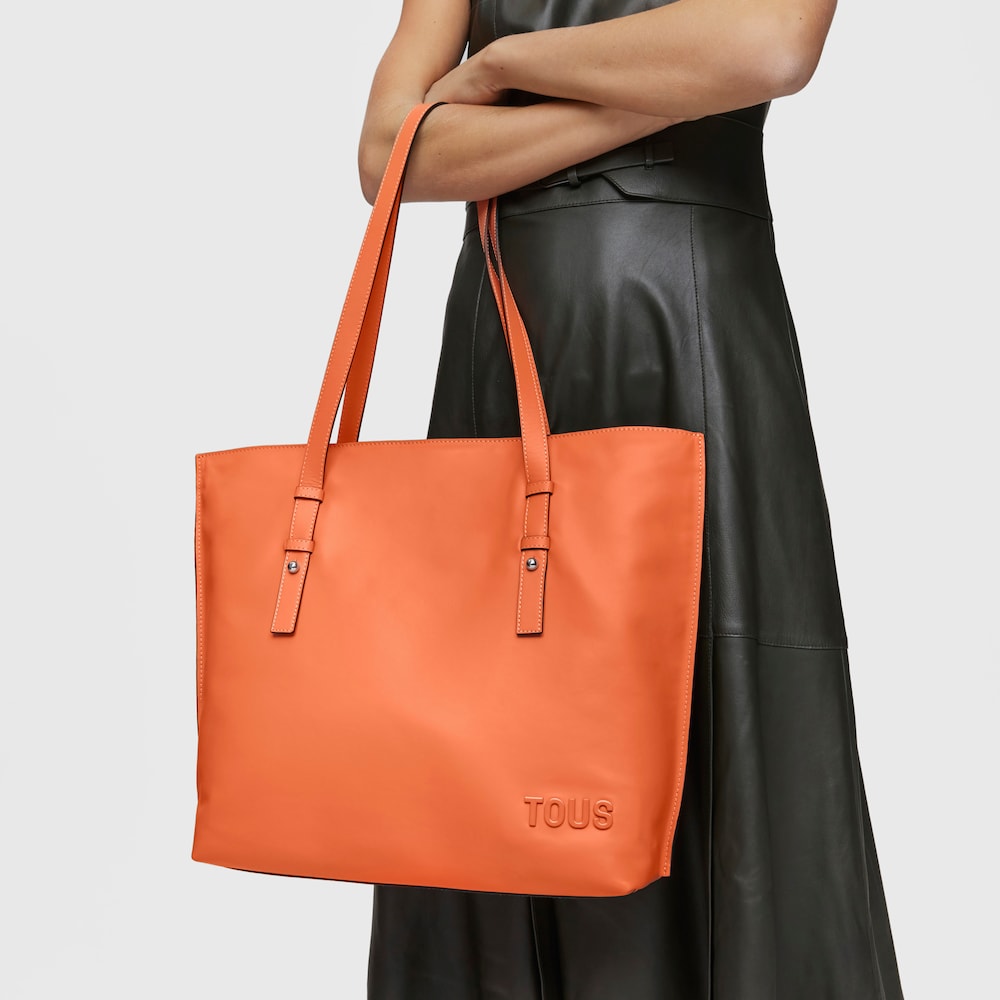 Shopper grande de piel naranja TOUS Candy
