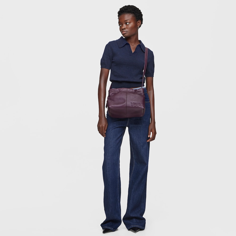 Burgundy-colored leather Crossbody bag TOUS Dolsa