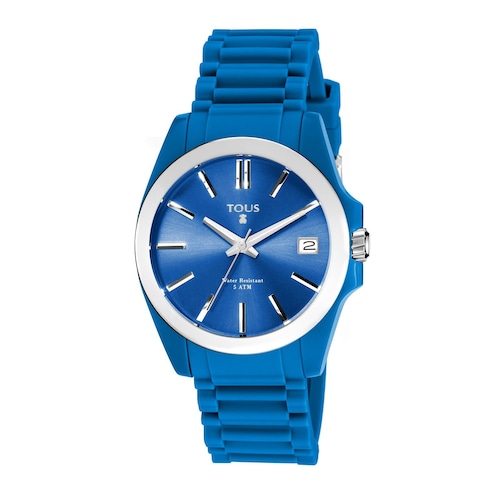 Steel Drive Fun watch with fuchsia Silicone strap