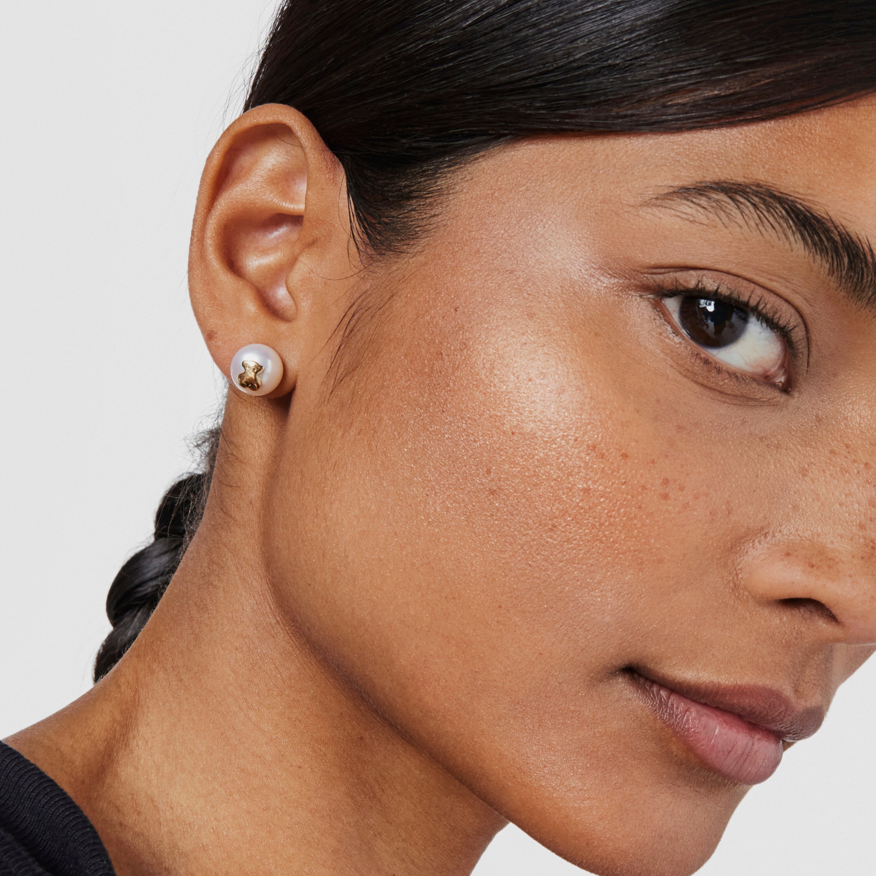 18K solid gold TOUS Bear Earrings with Pearls Bear motif