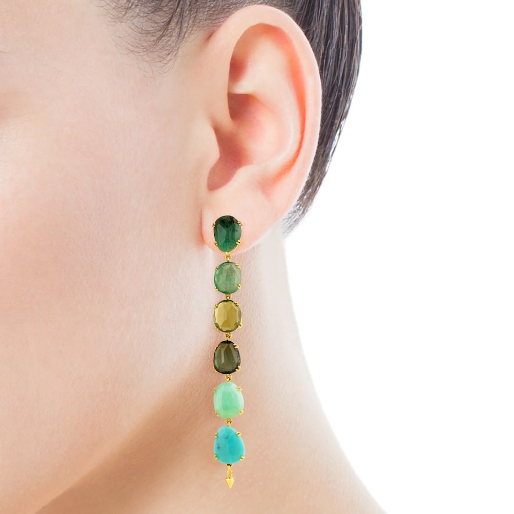 Pendientes largos con gemas Beethoven de Oro Pendientes largos con gemas Beethoven de Oro