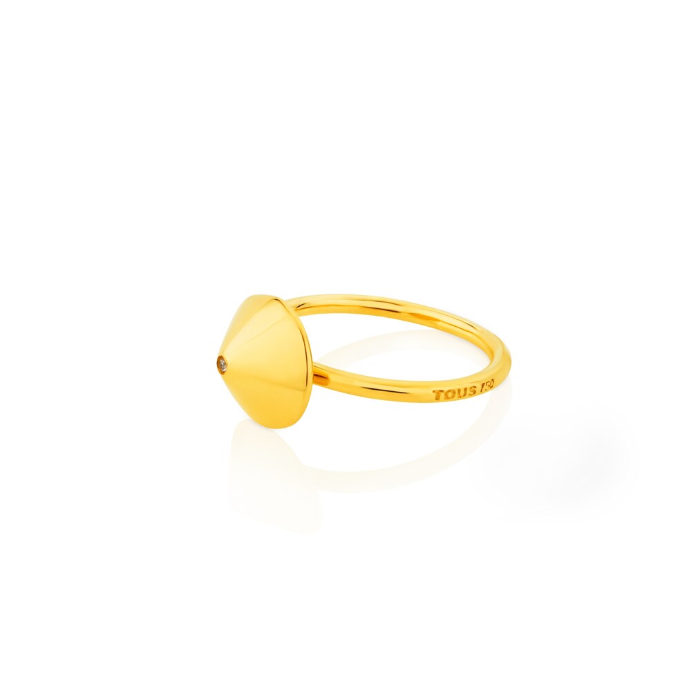18K Solid Gold Tack Ring with Diamond