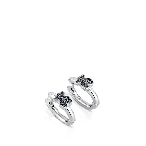 Silver TOUS Gen Hoop Earrings with Spinels