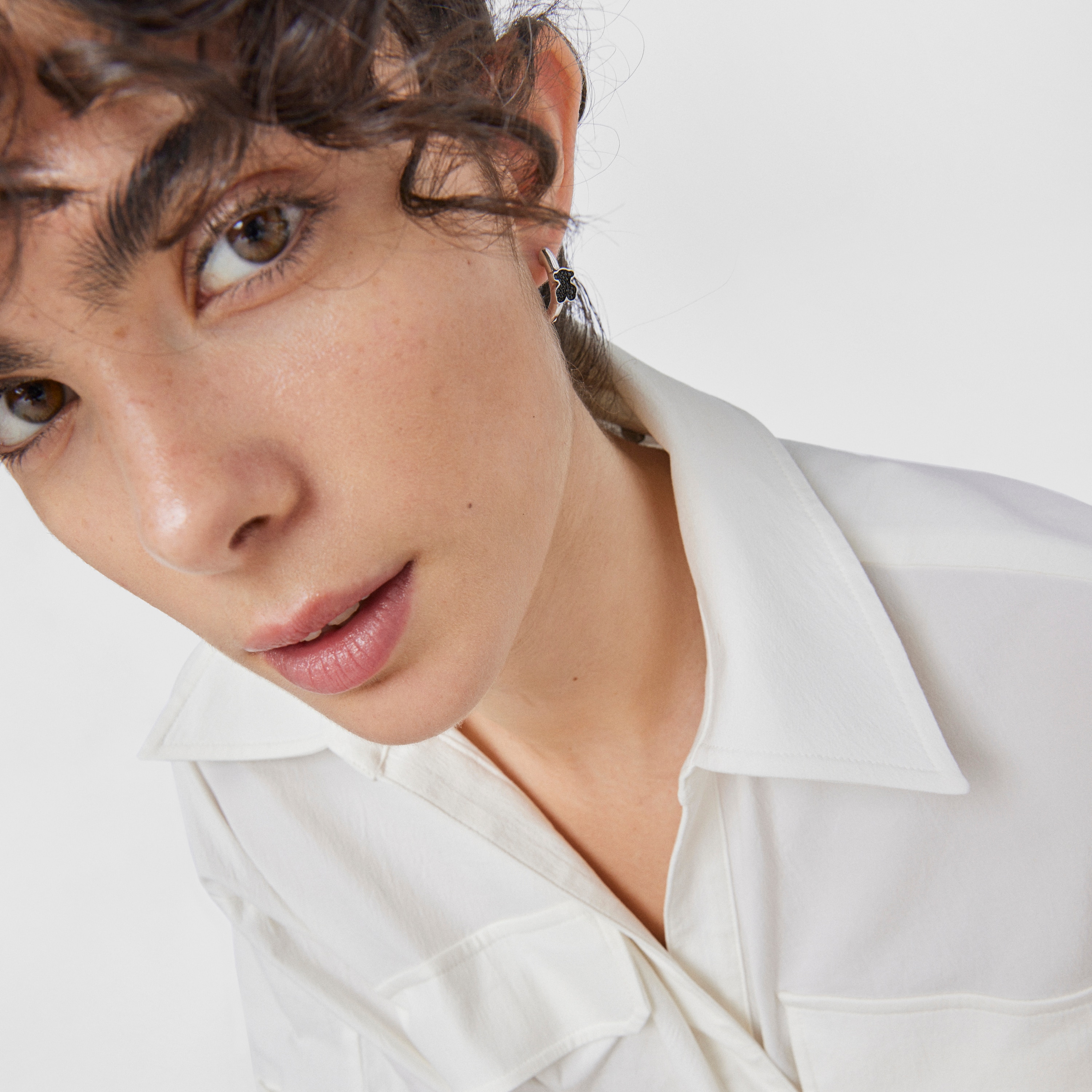 Silver TOUS Gen Hoop Earrings with Spinels