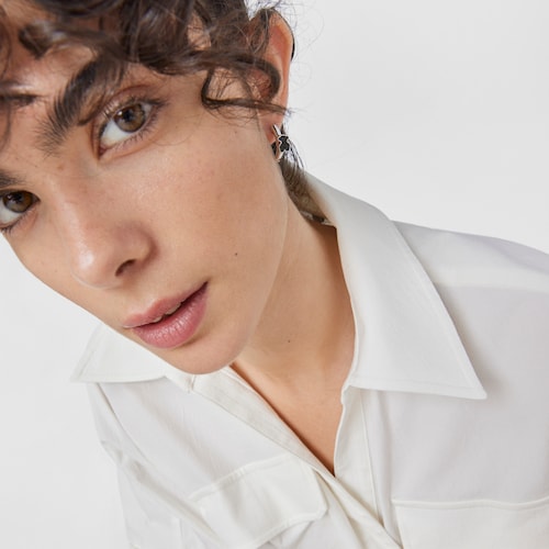 Silver TOUS Gen Hoop Earrings with Spinels