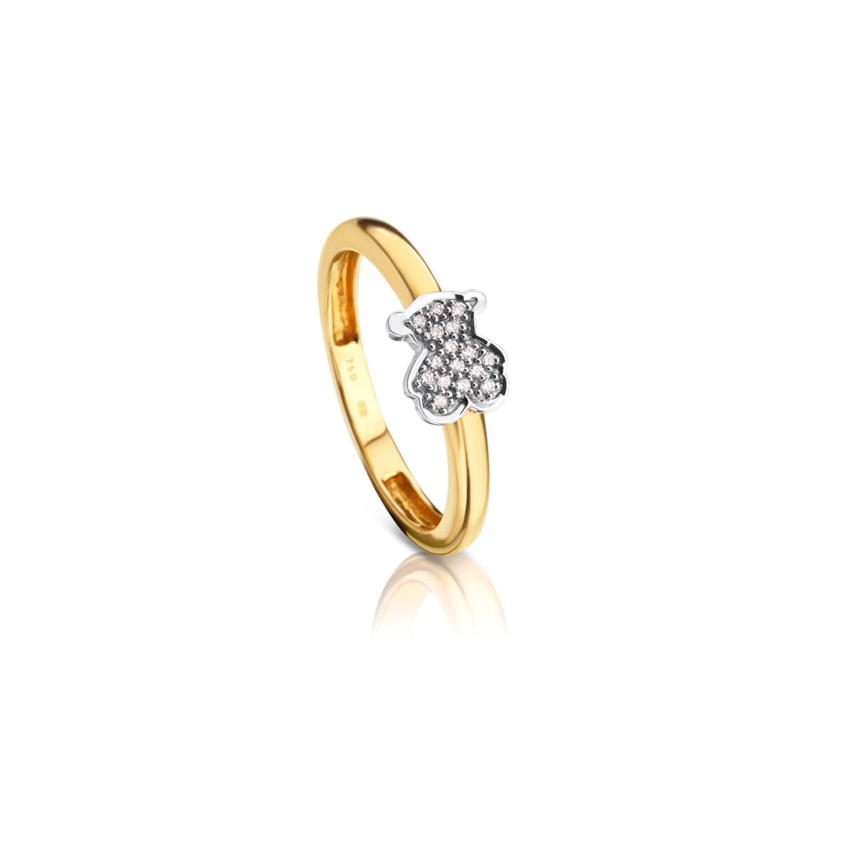 Yellow and White Gold TOUS Gen Ring with Diamond 0,06ct Bear motif