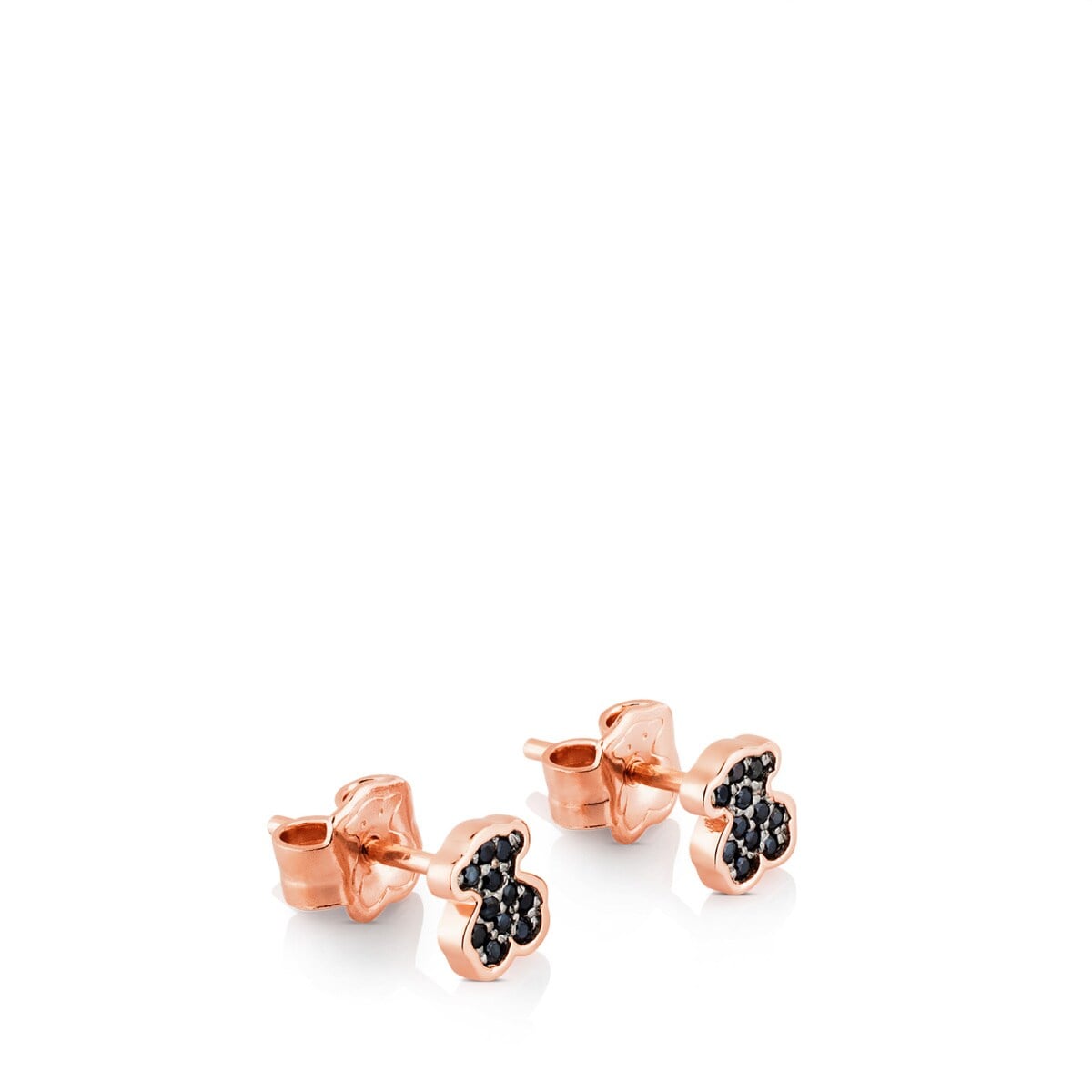 Pendientes con baño de oro rosa 18 kt sobre plata y espinelas motivo oso Motif