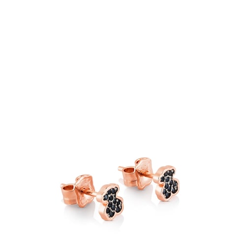 Rose Vermeil Silver TOUS Motif Earrings with Spinel Bear motif