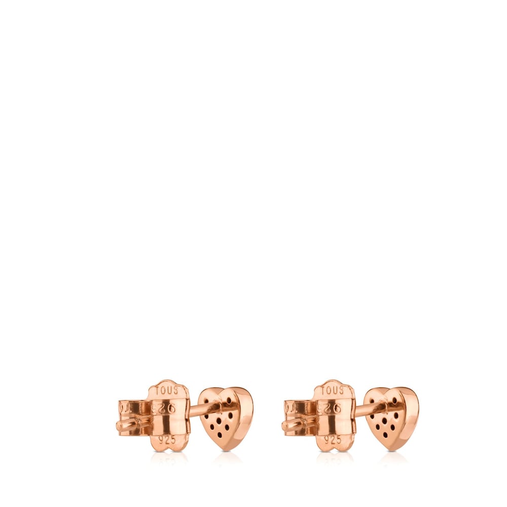 Rose Vermeil Silver TOUS Motif Earrings with Spinels and Heart motif