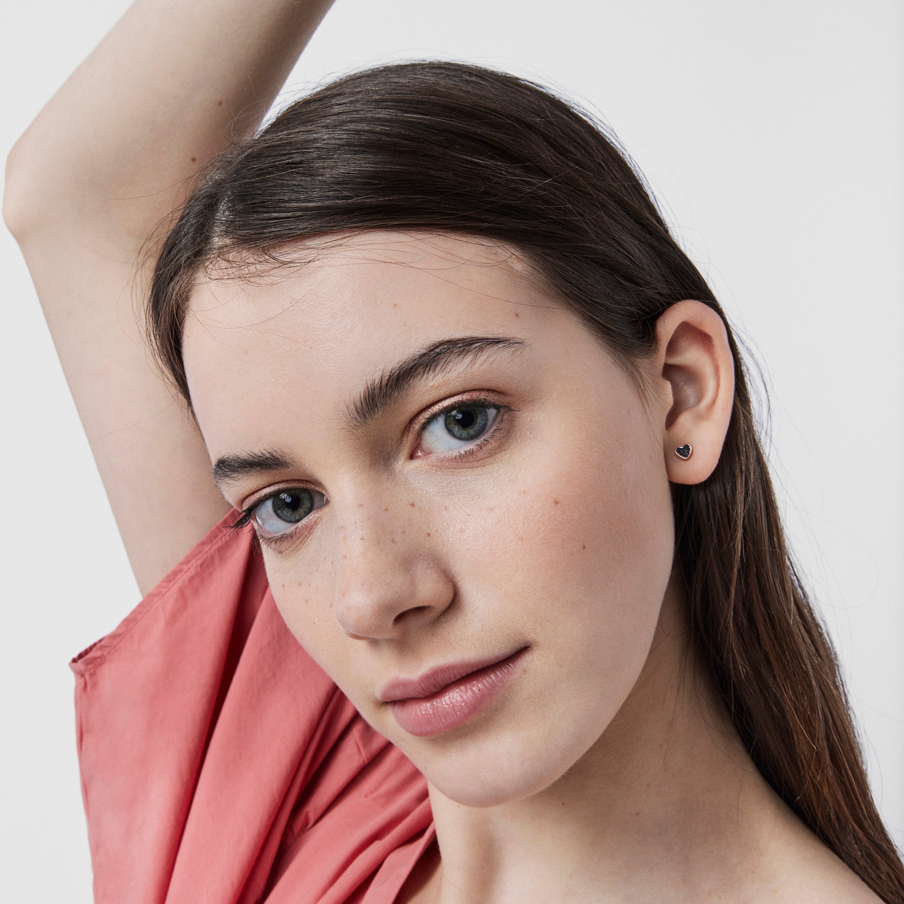 Rose Vermeil Silver TOUS Motif Earrings with Spinels and Heart motif