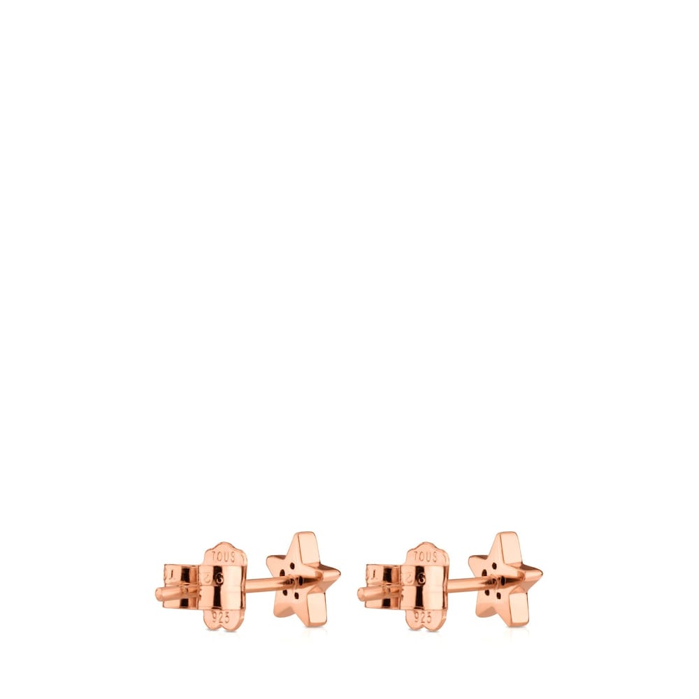 Pendientes con baño de oro rosa 18 kt sobre plata y espinelas motivo estrella Motif image number 2