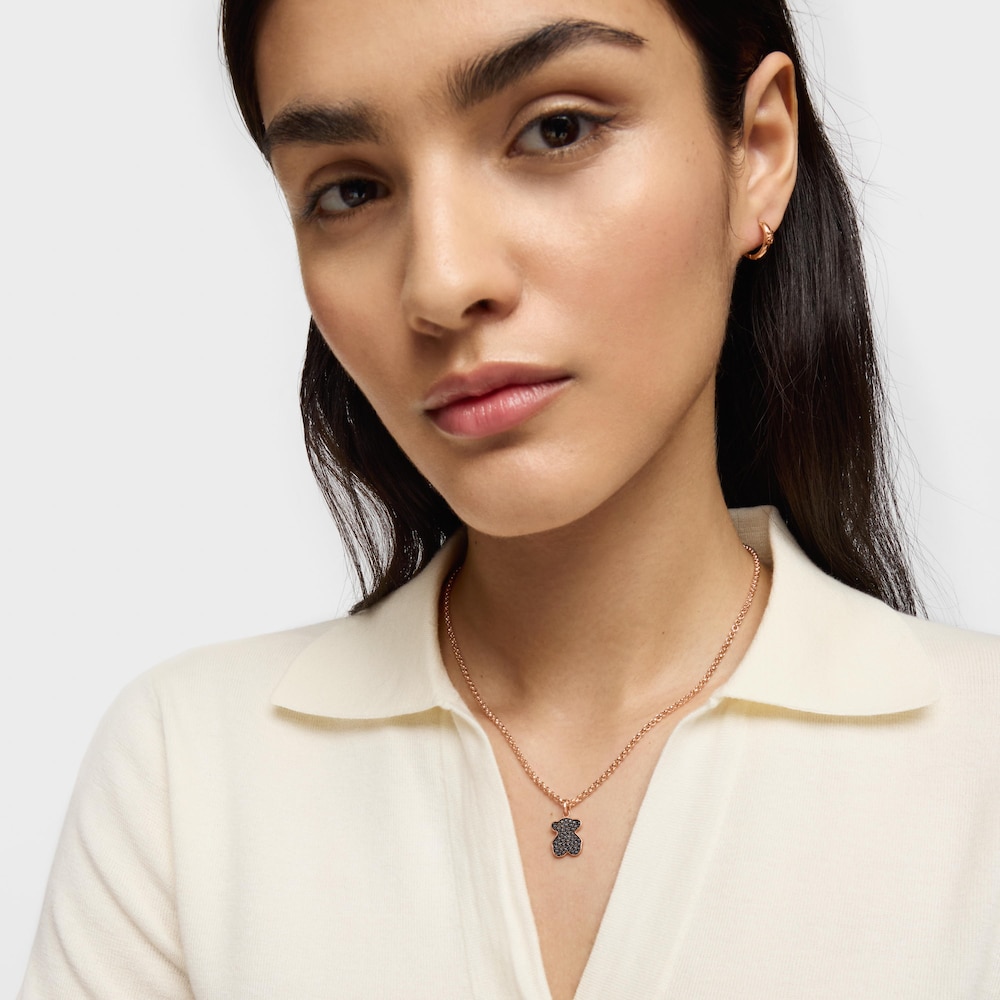 Colgante con ba&ntilde;o de oro rosa 18 kt sobre plata motivo oso Motif