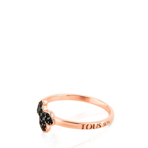 Anillo de plata vermeil y espinelas motivo oso Motif