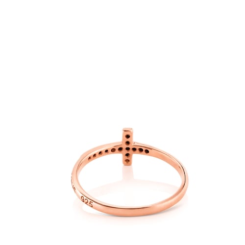 Anillo de ba&ntilde;o de oro rosa 18 kt sobre plata Motif