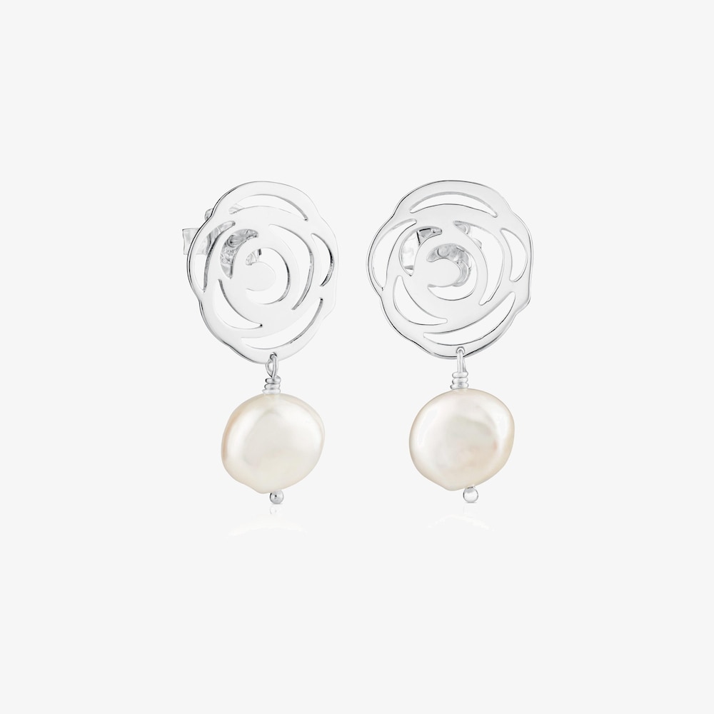 Pendientes de plata y perlas cultivadas Rosa de Abril