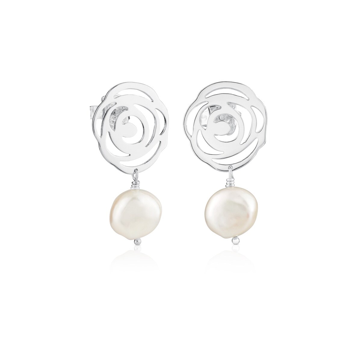 Silver TOUS Rosa d'Abril Earrings with pearls