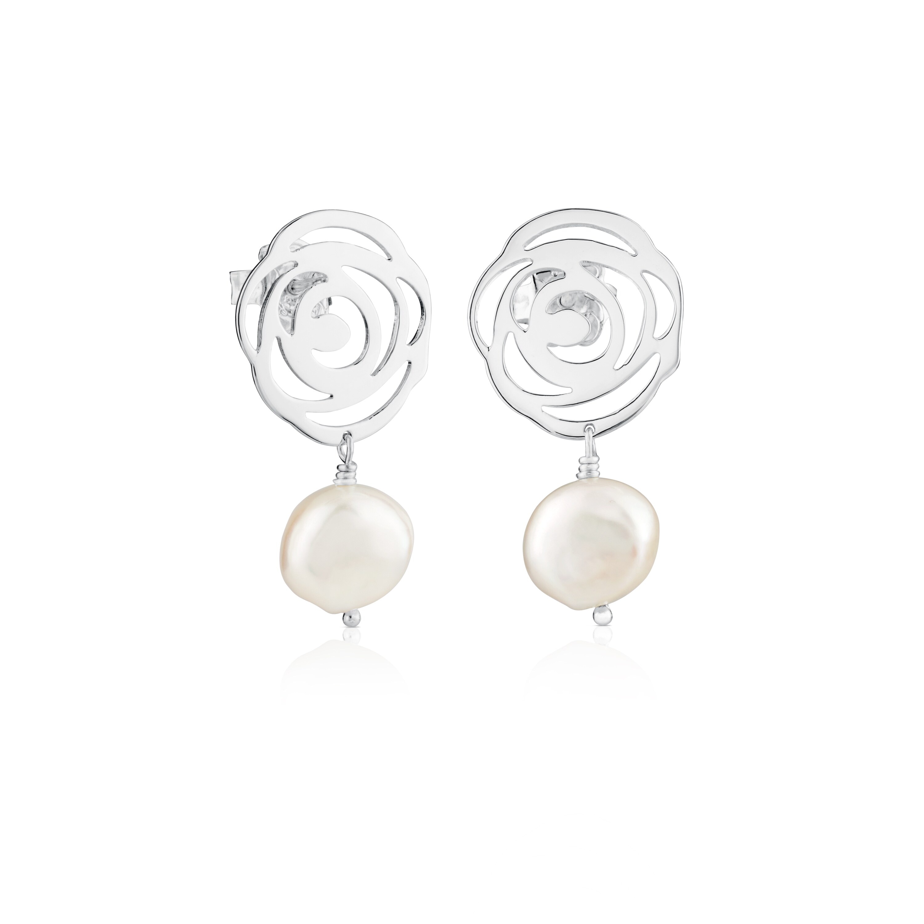 Pendientes de plata y perlas cultivadas Rosa de Abril