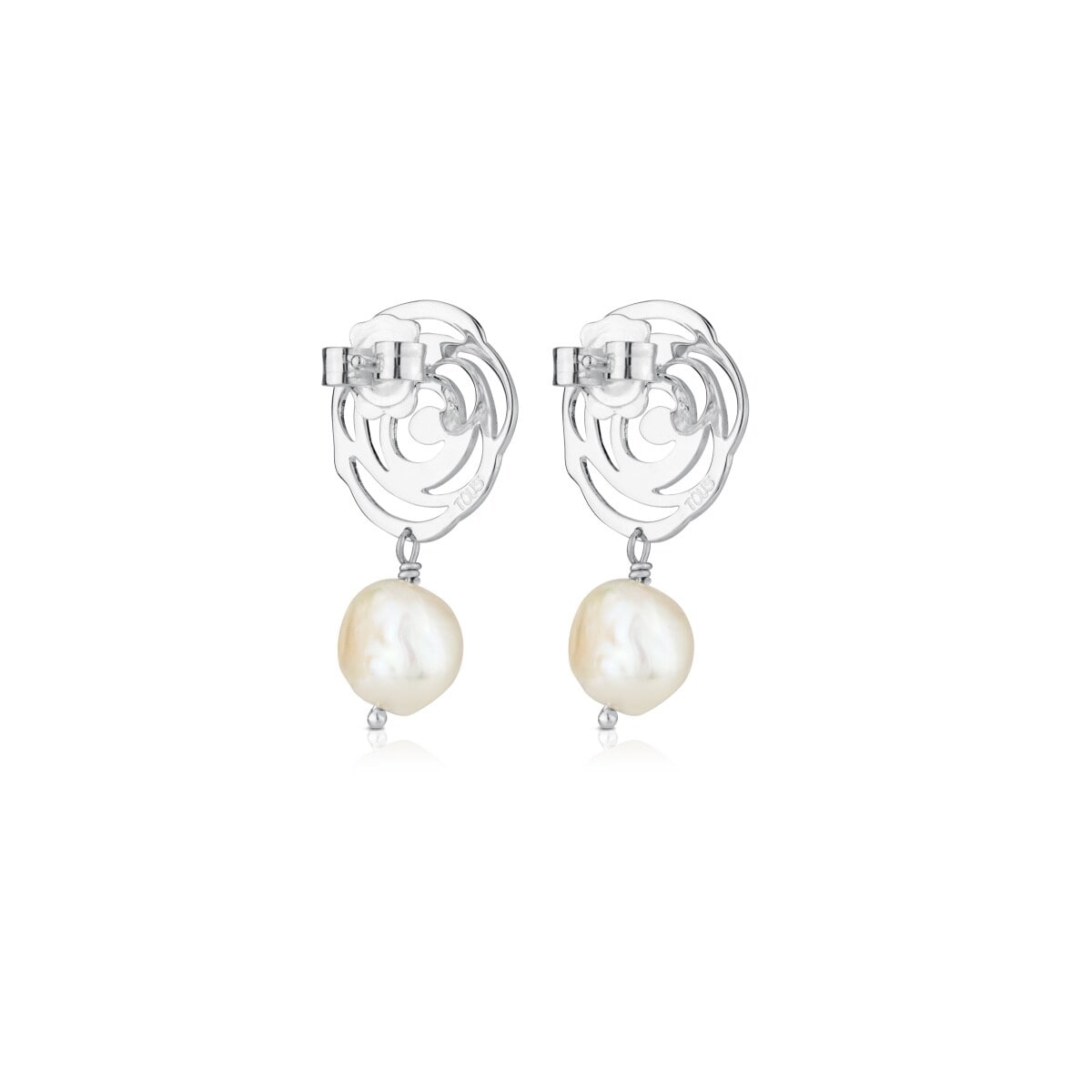 Silver TOUS Rosa d'Abril Earrings with pearls