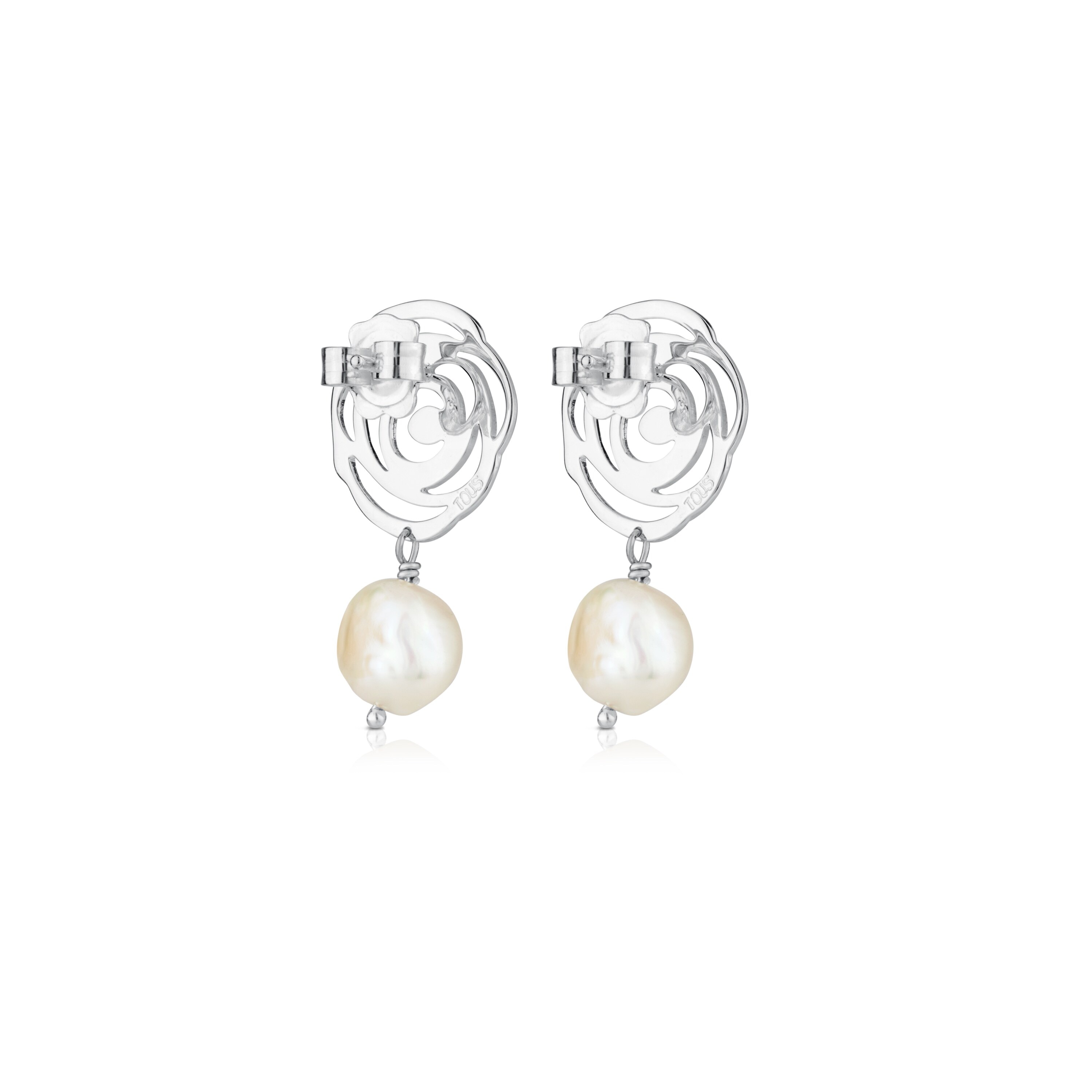 Pendientes de plata y perlas cultivadas Rosa de Abril
