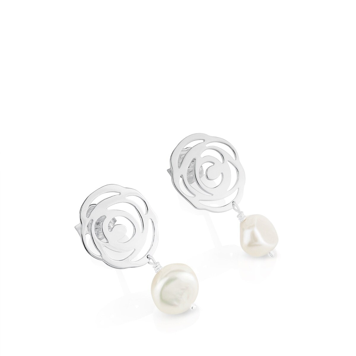 Silver TOUS Rosa d'Abril Earrings with pearls