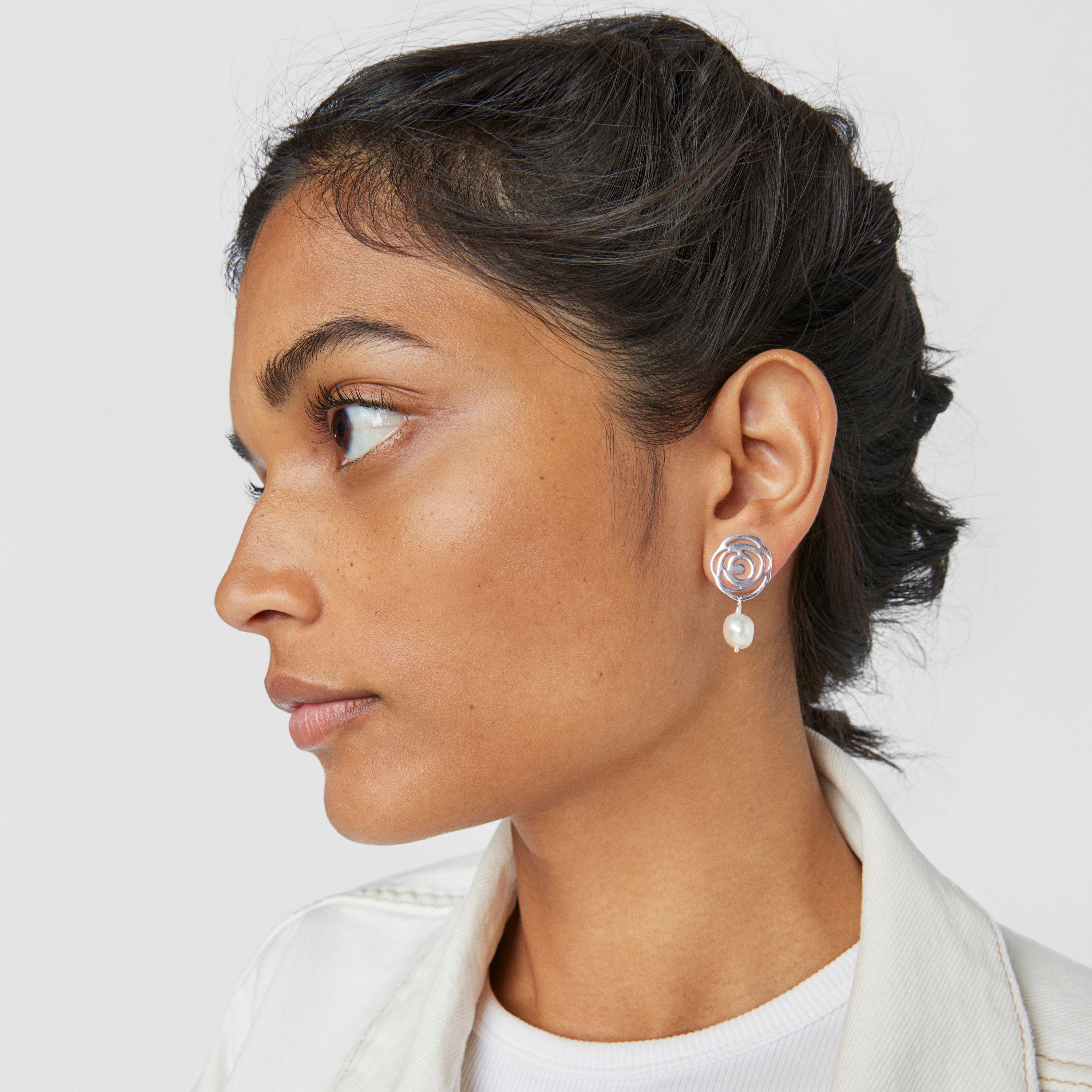 Silver TOUS Rosa d'Abril Earrings with pearls