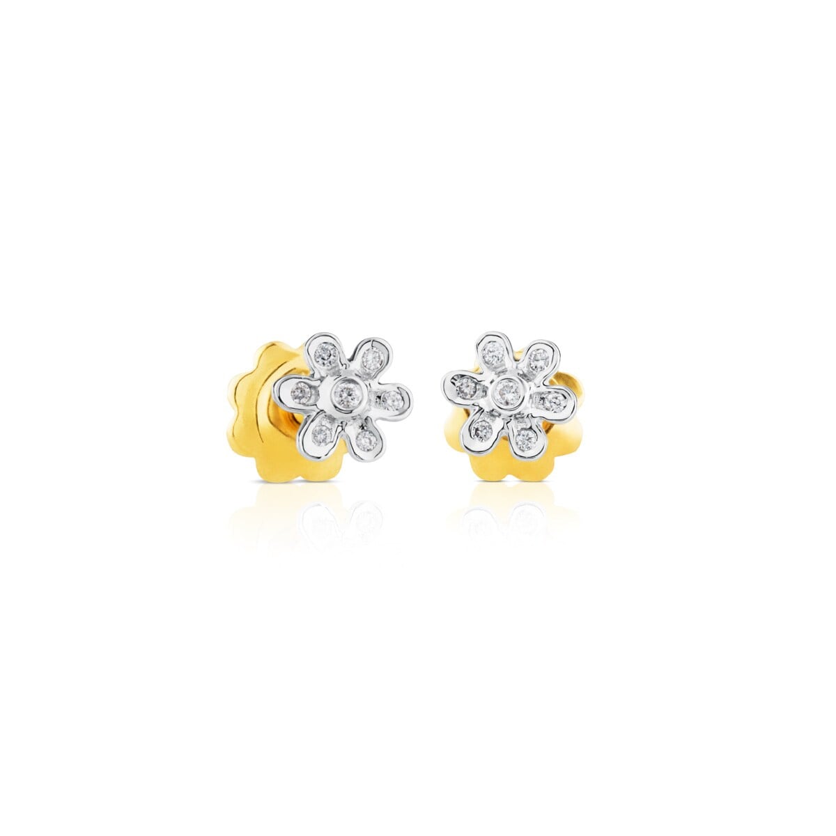 Tous - Pendientes De Flores Botón De Oro Blanco Y Diamantes Puppies - Dorado