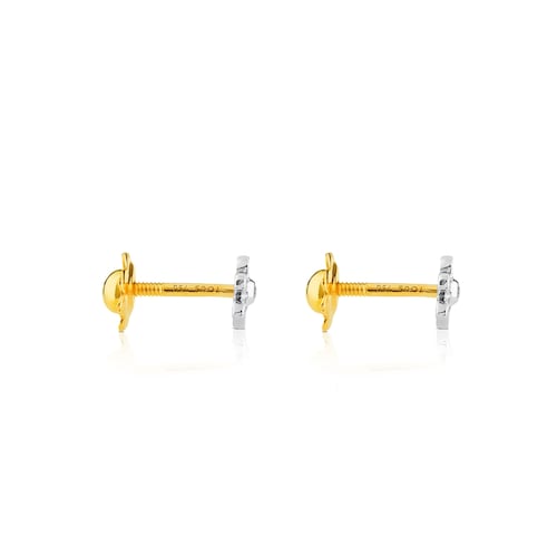 Pendientes de flores botón de oro blanco y diamantes Puppies