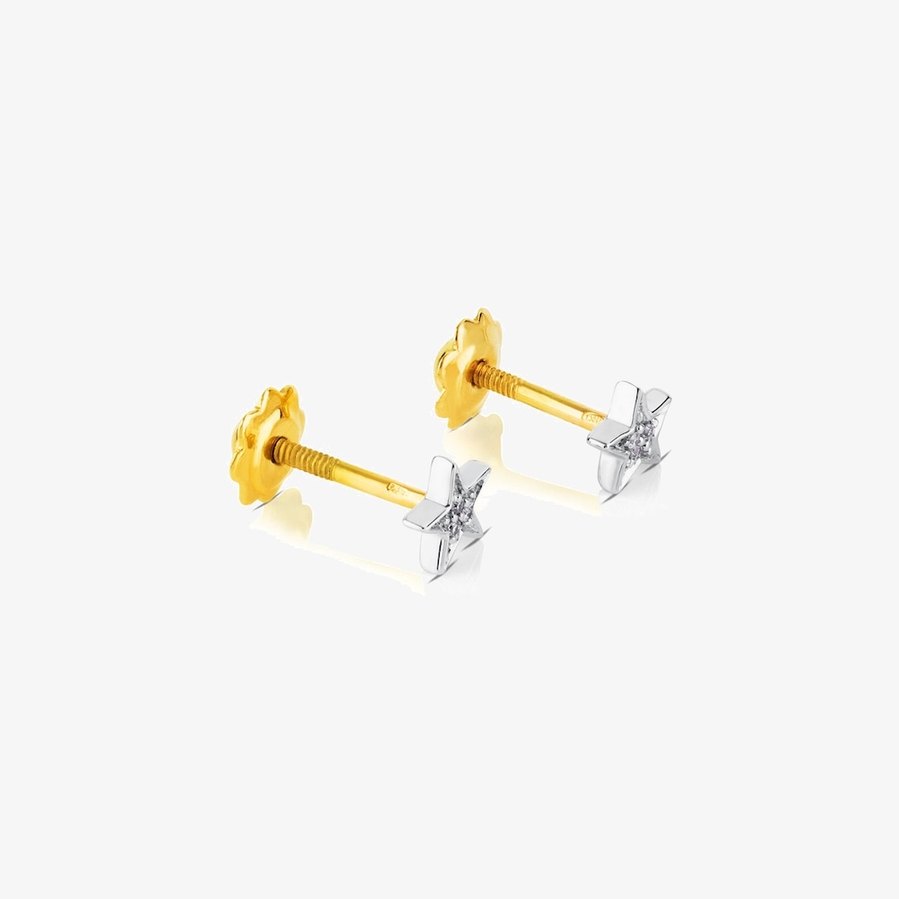 Pendientes estrella de oro blanco y diamantes Puppies