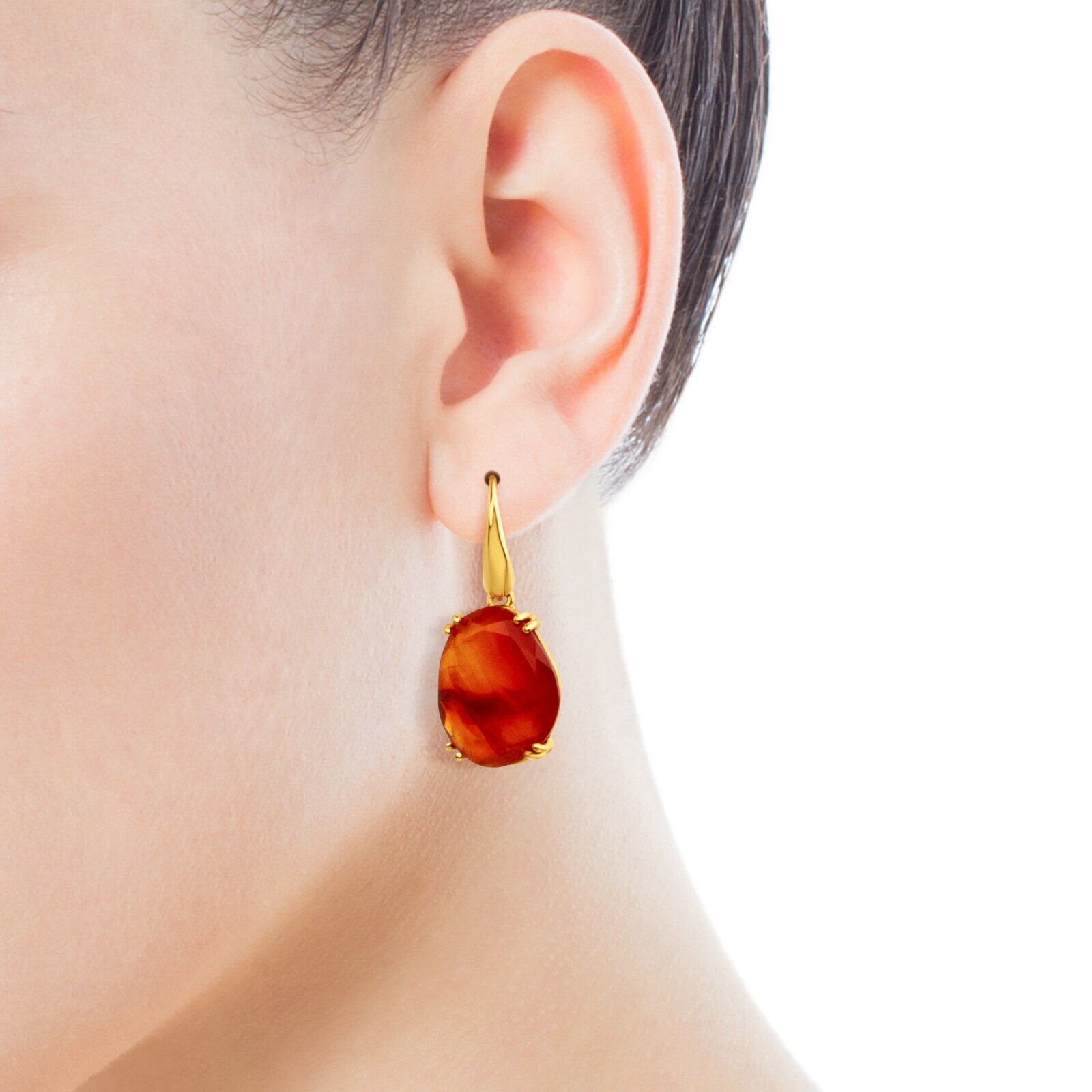 ATELIER Color Earrings in Gold with Cornelians