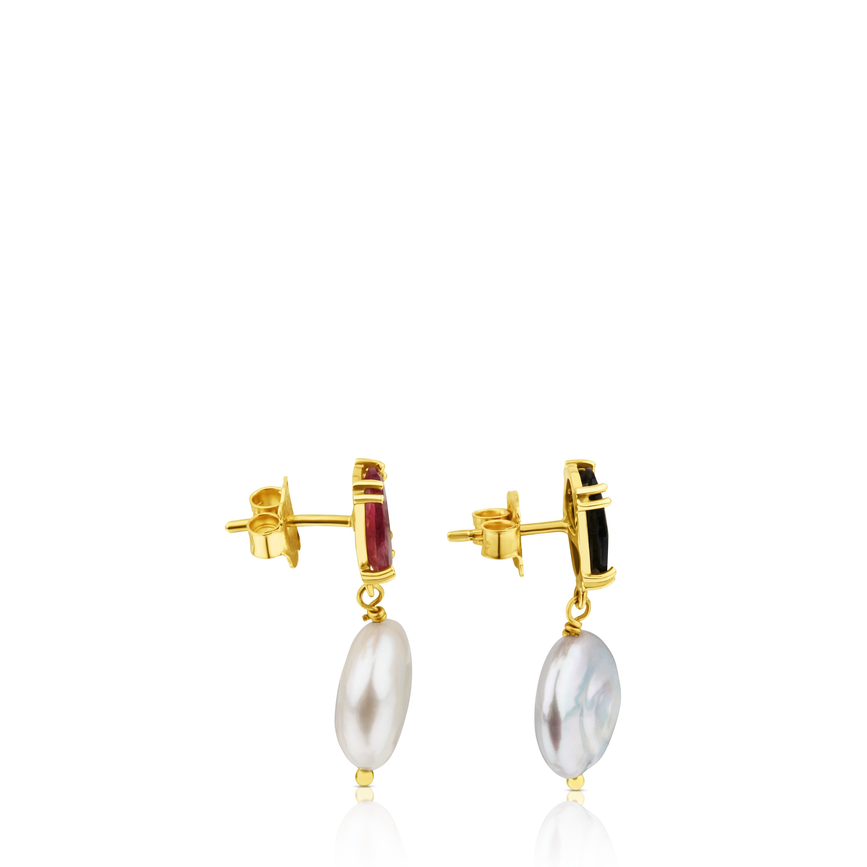 ATELIER Precious Gemstones Earrings in Gold with Tourmalines and Pearls