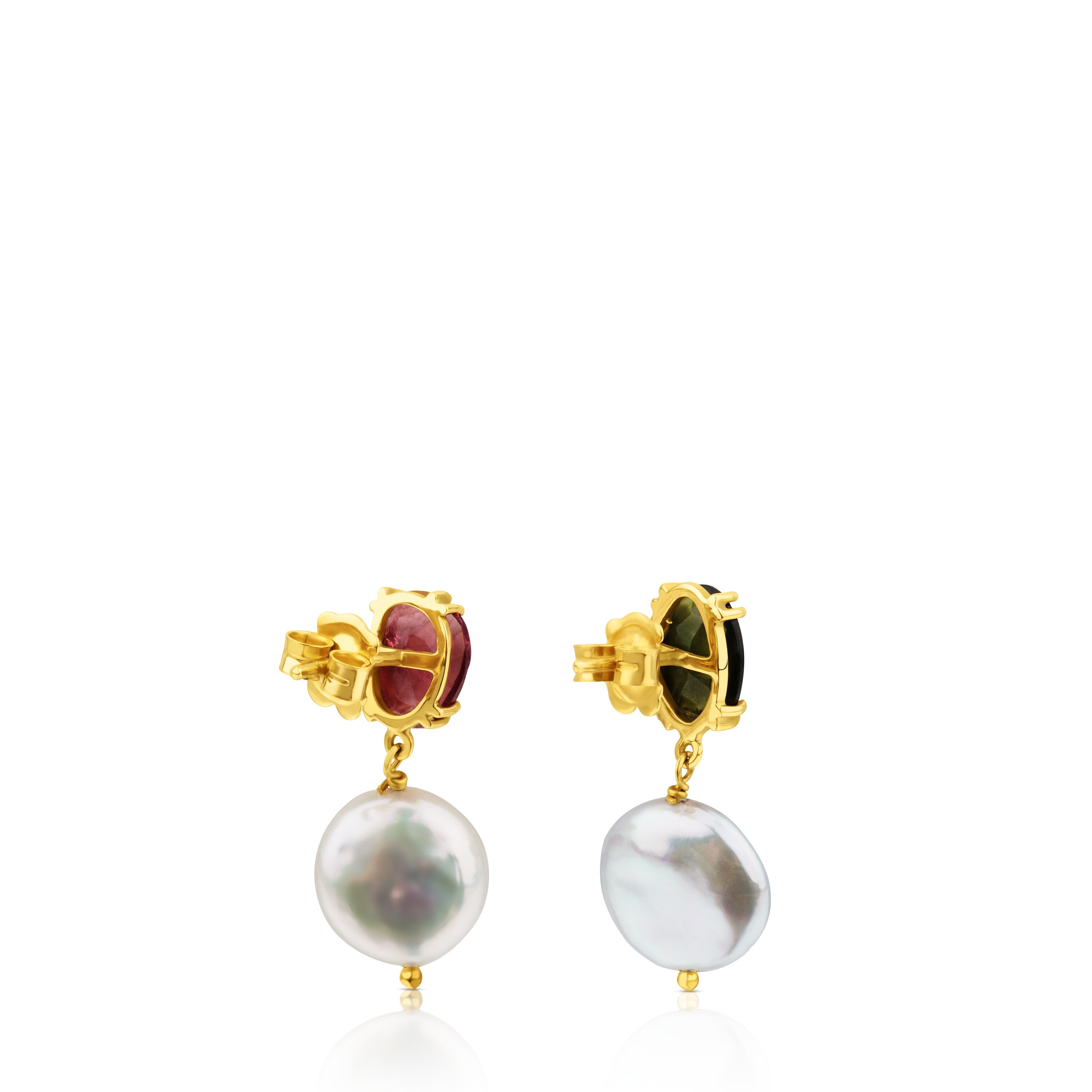 ATELIER Precious Gemstones Earrings in Gold with Tourmalines and Pearls