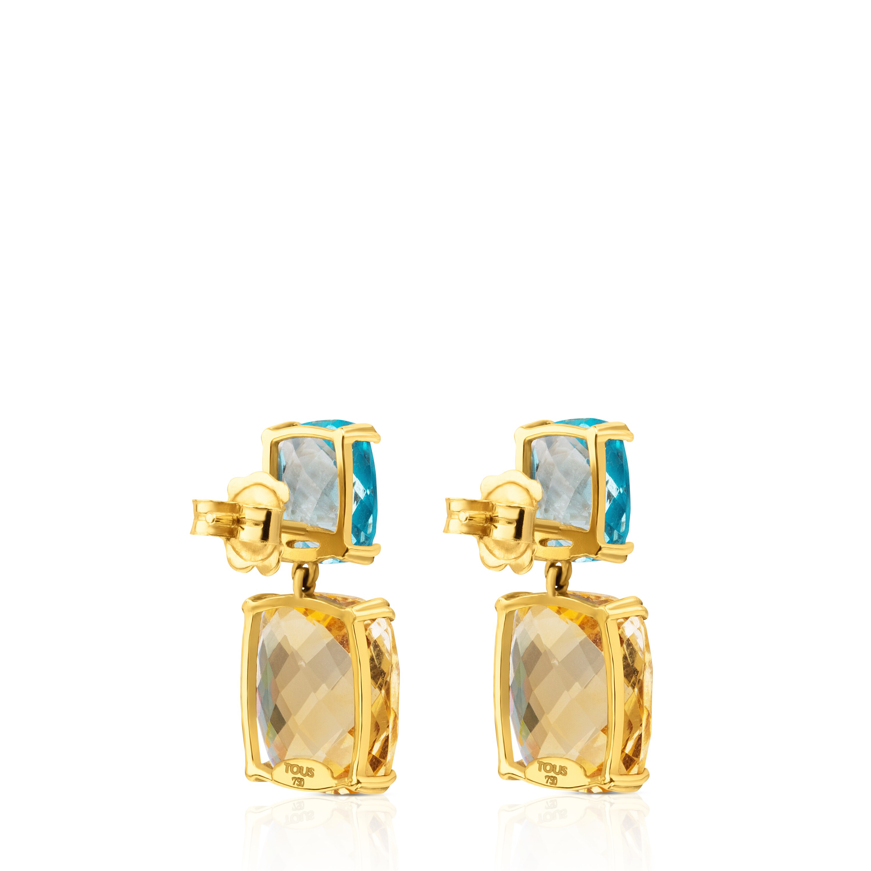 ATELIER Color Earrings in Gold with blue Topaz and Citrine