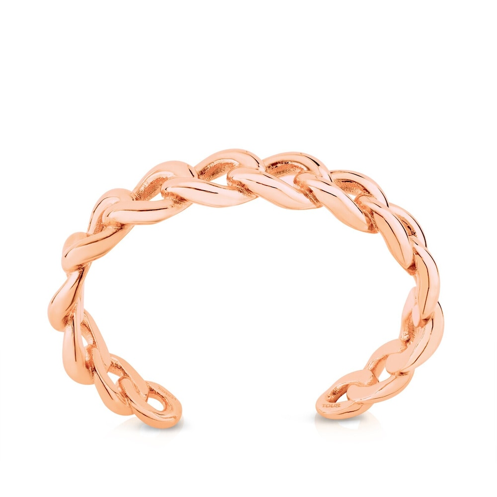 Pulsera Eslabones con ba&ntilde;o de oro rosa 18 kt sobre plata