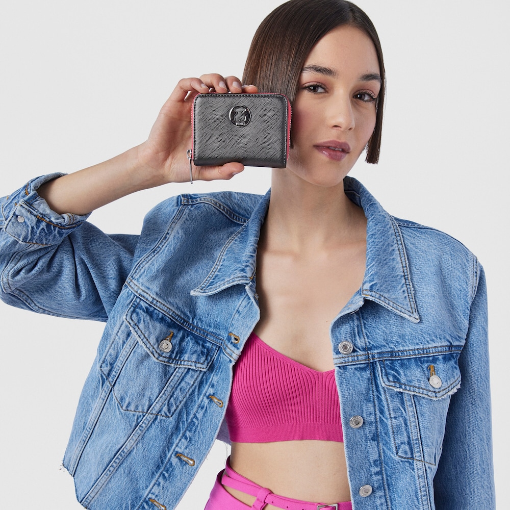 Monedero TOUS Dubai Saffiano Angela plata