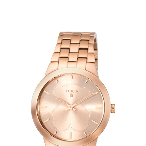 Reloj analógico B-Face de acero IP rosado