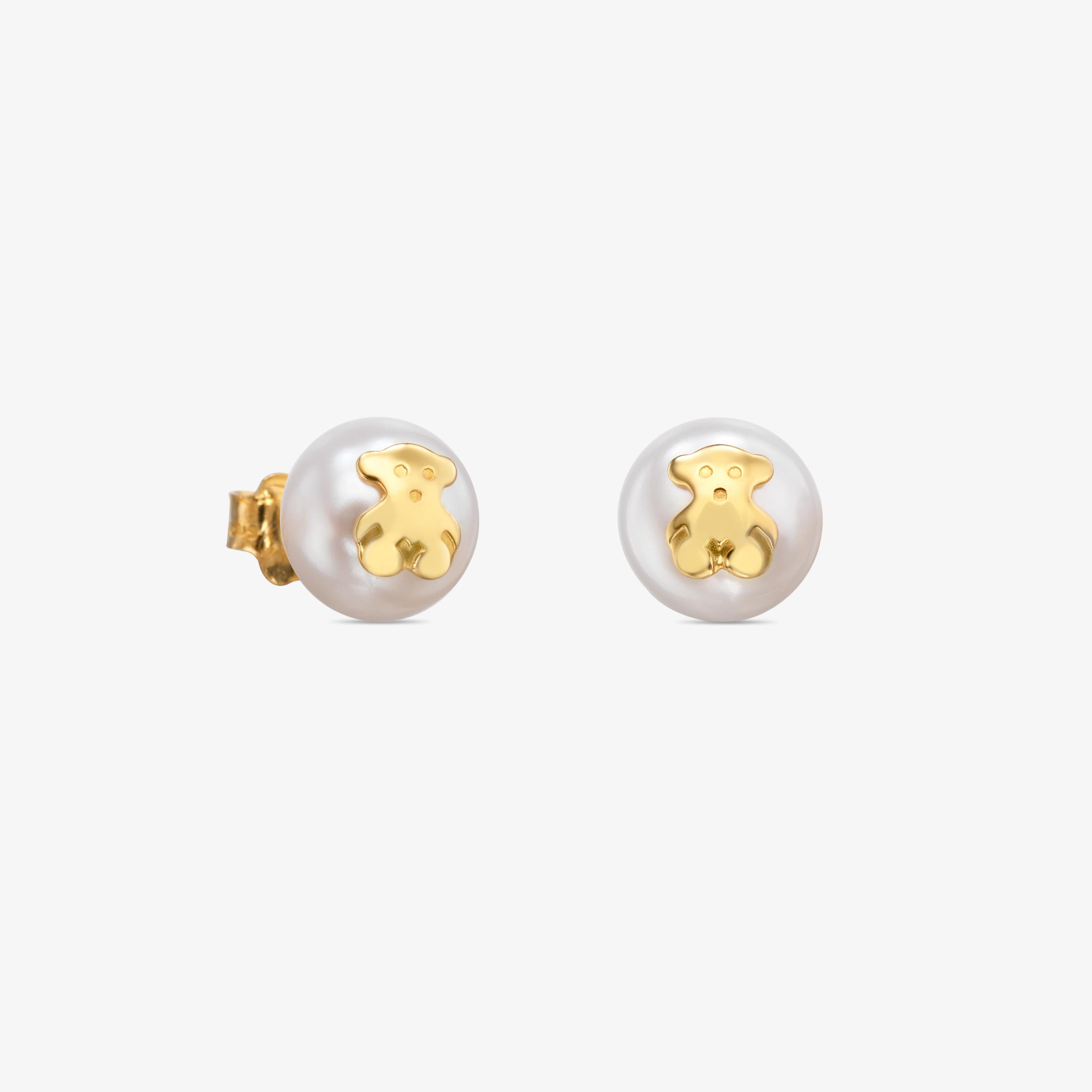 18K solid gold TOUS Bear Earrings with Pearls