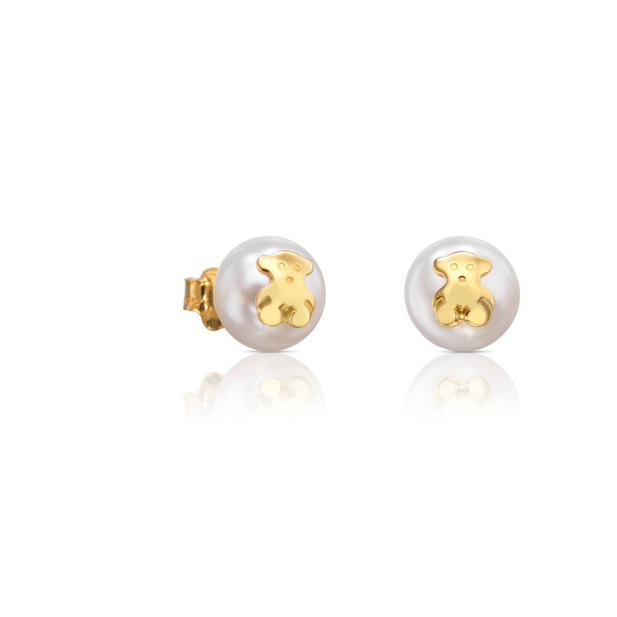 Gold TOUS Bear Earrings with Pearls