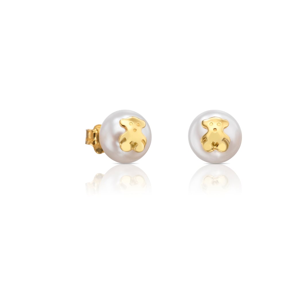 Pendientes con perla cultivada de oro TOUS Bear image number 0
