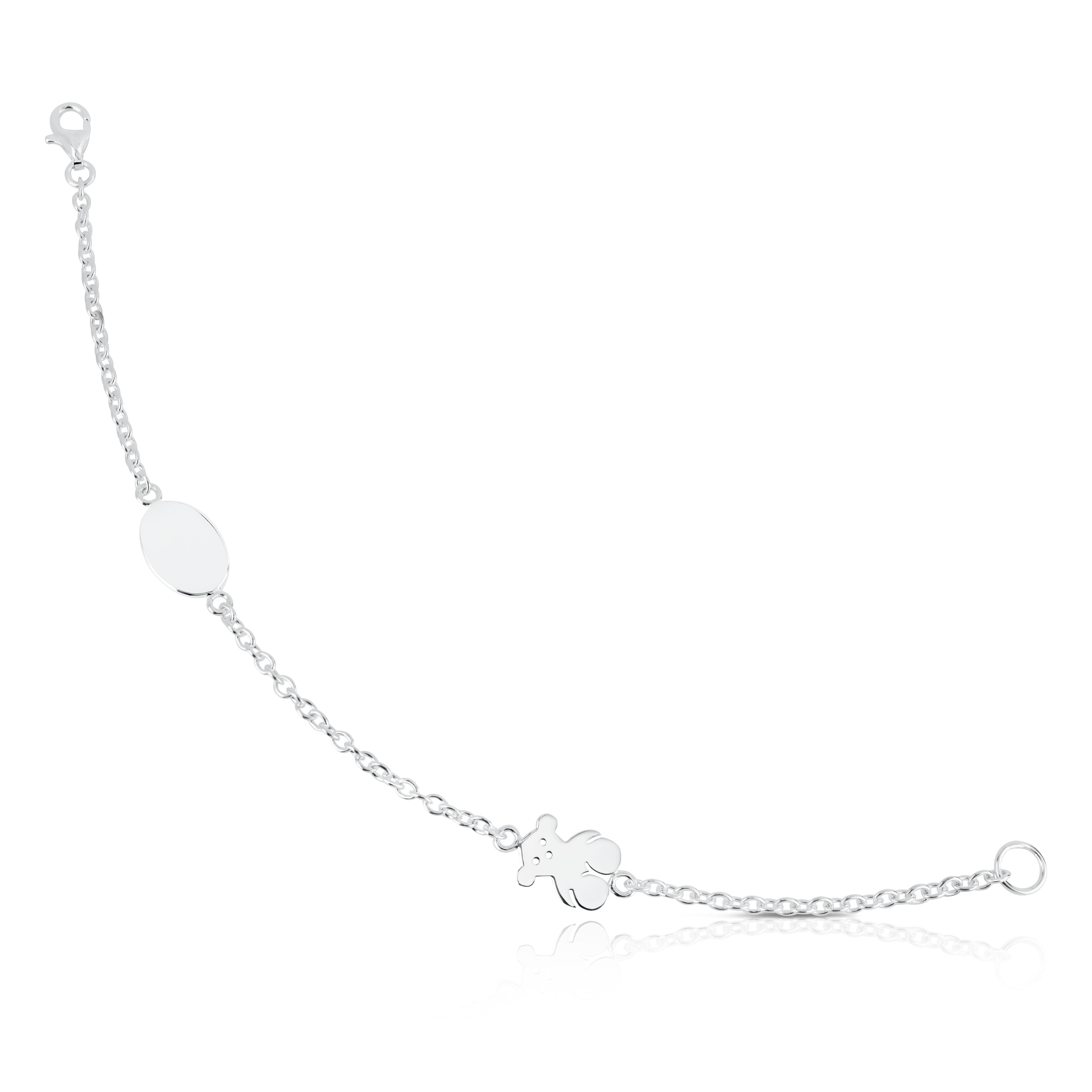 Silver TOUS Bear Bracelet Oval and Bear motifs