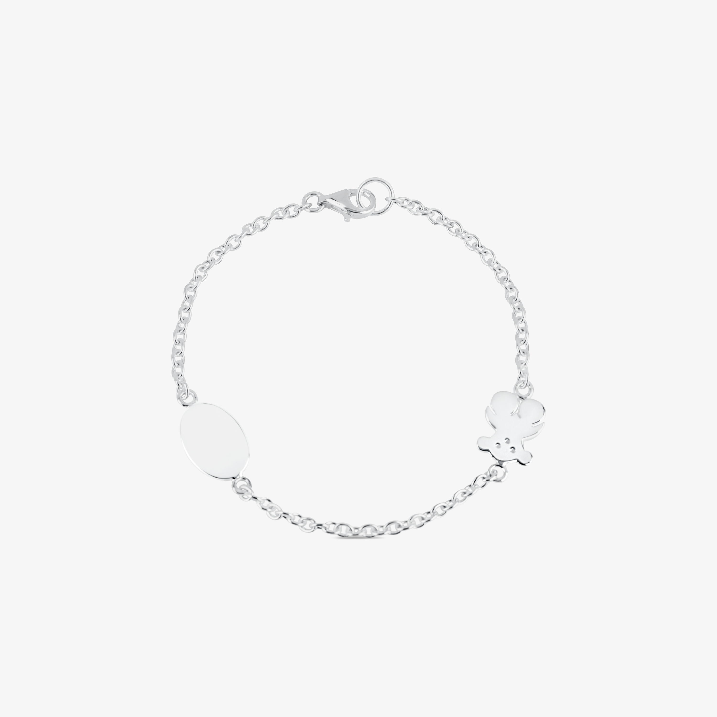Silver TOUS Bear Bracelet Oval and Bear motifs