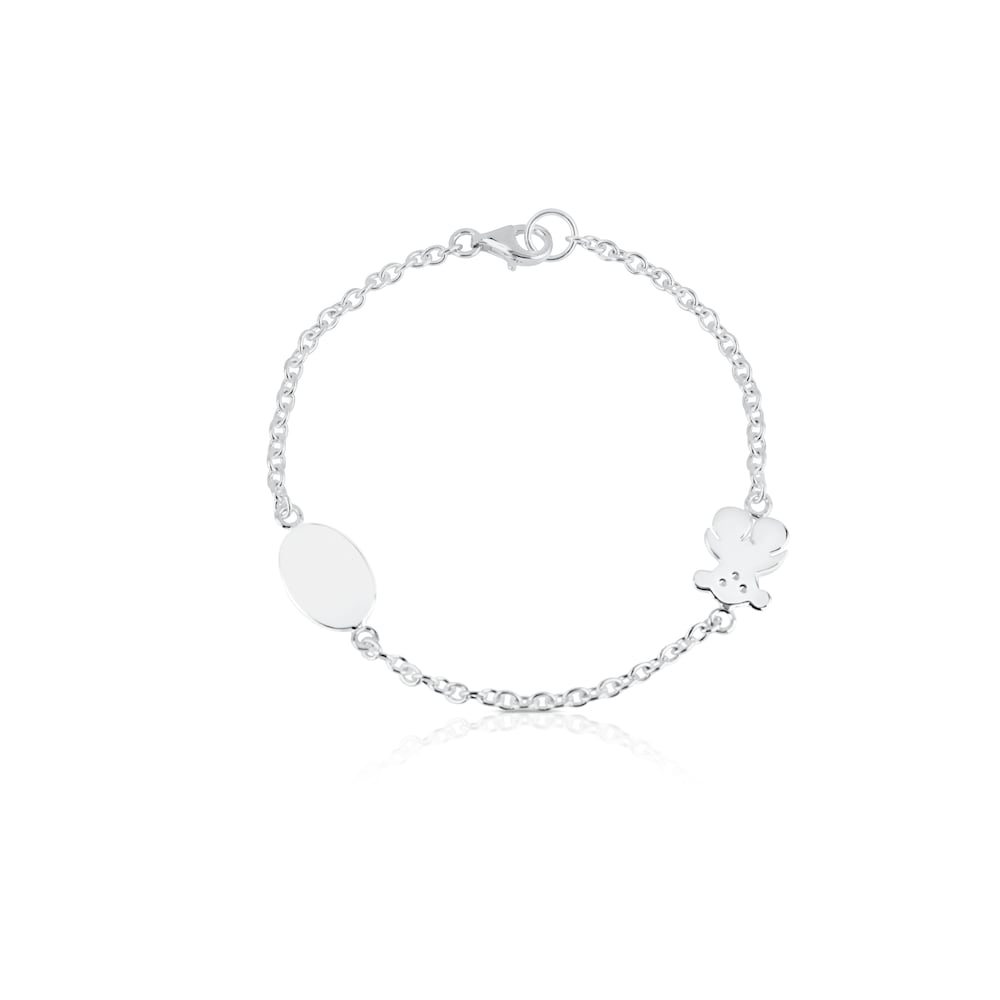 Silver TOUS Bear Bracelet Oval and Bear motifs