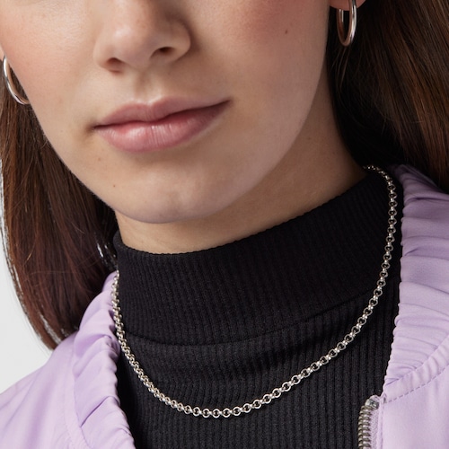 Collaret petit de plata amb anelles rodones gruixudes, 40 cm Chain