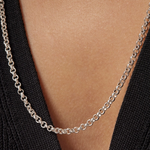 Gargantilla gruesa de plata con anillas, 60 cm Chain
