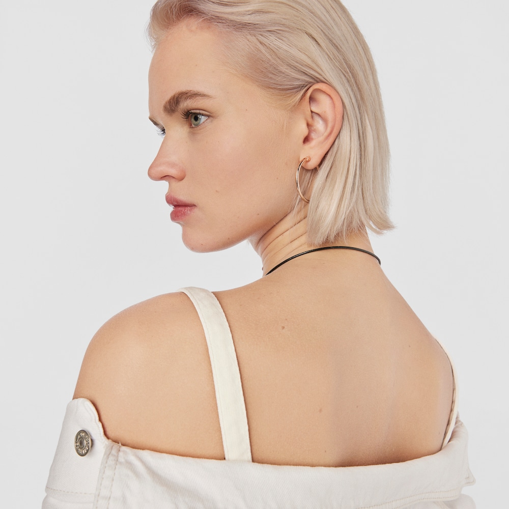 Black Leather TOUS Chokers Choker with Rose Silver Vermeil Clasp