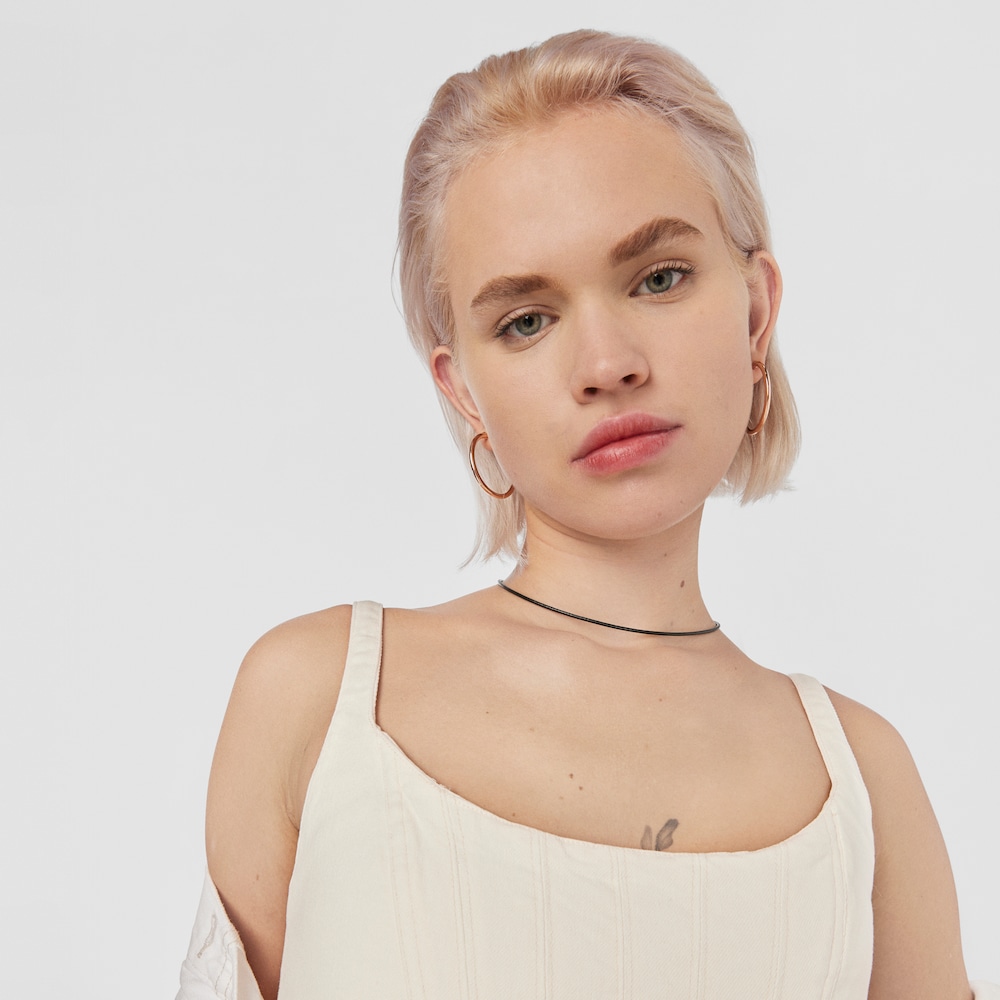 Black Leather TOUS Chokers Choker with Rose Silver Vermeil Clasp