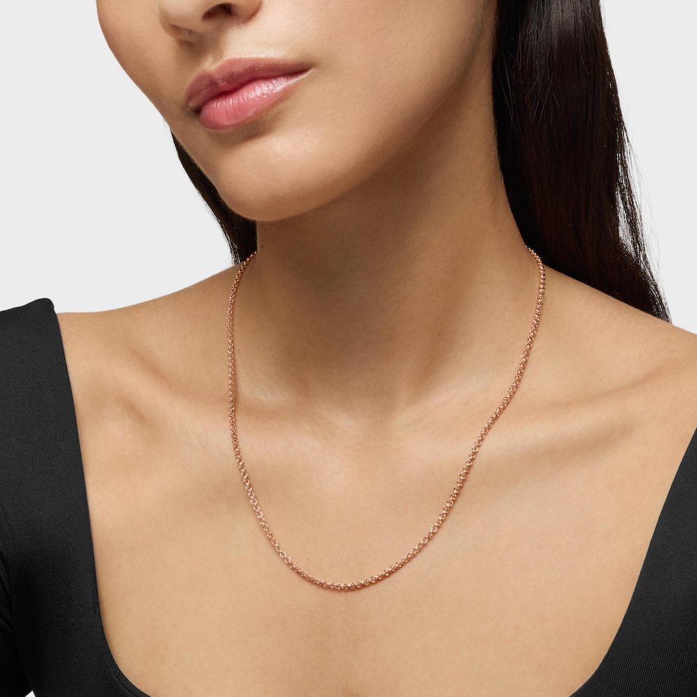 Cadena mediana con ba&ntilde;o de oro rosa de 18&nbsp;kt sobre plata, 50&nbsp;cm TOUS Hand