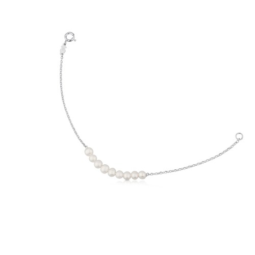 Silver Straight Bracelet with Pearl image number 0