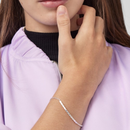 Pulsera de plata de 17,5cm Straight