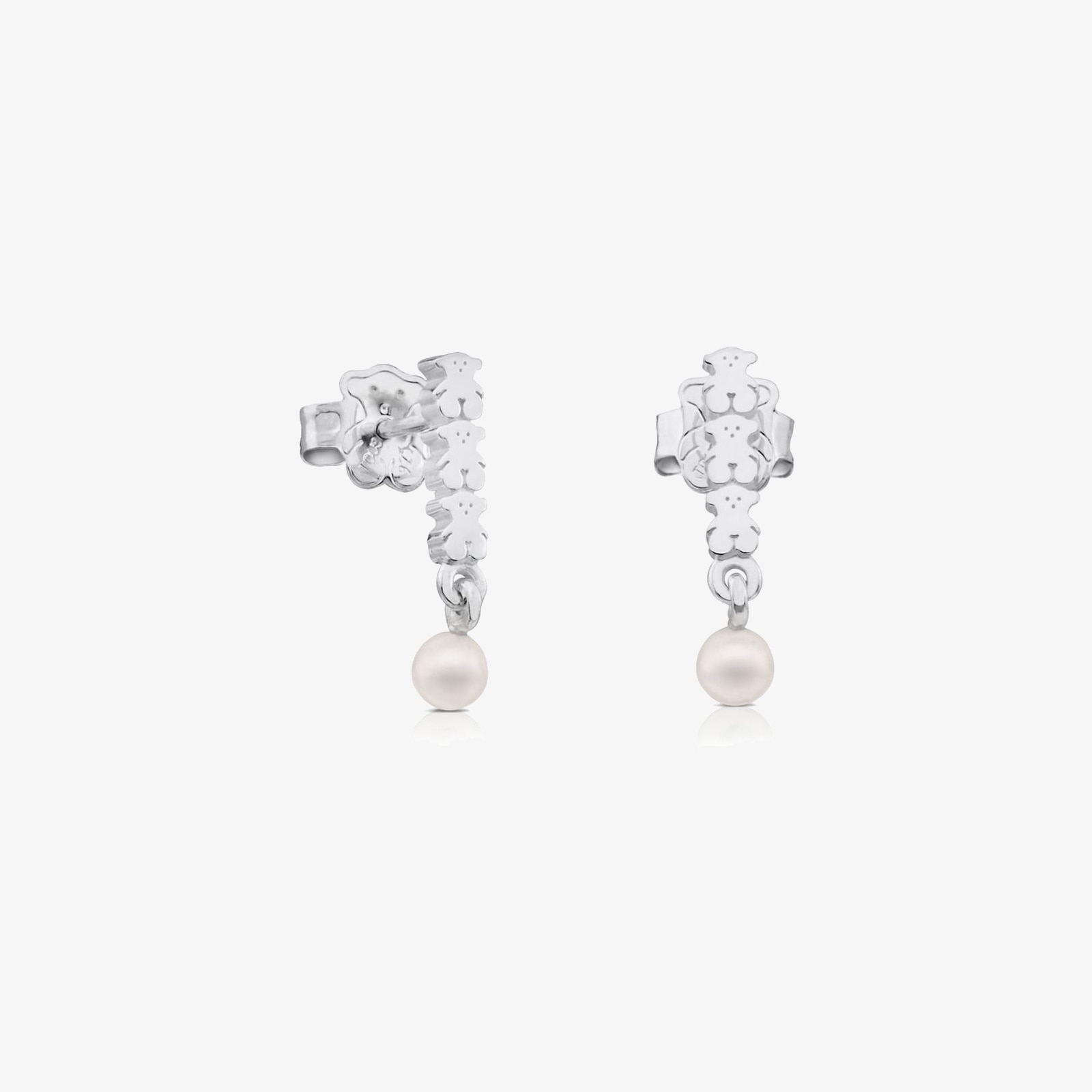 Silver TOUS Straight Earrings with Pearls